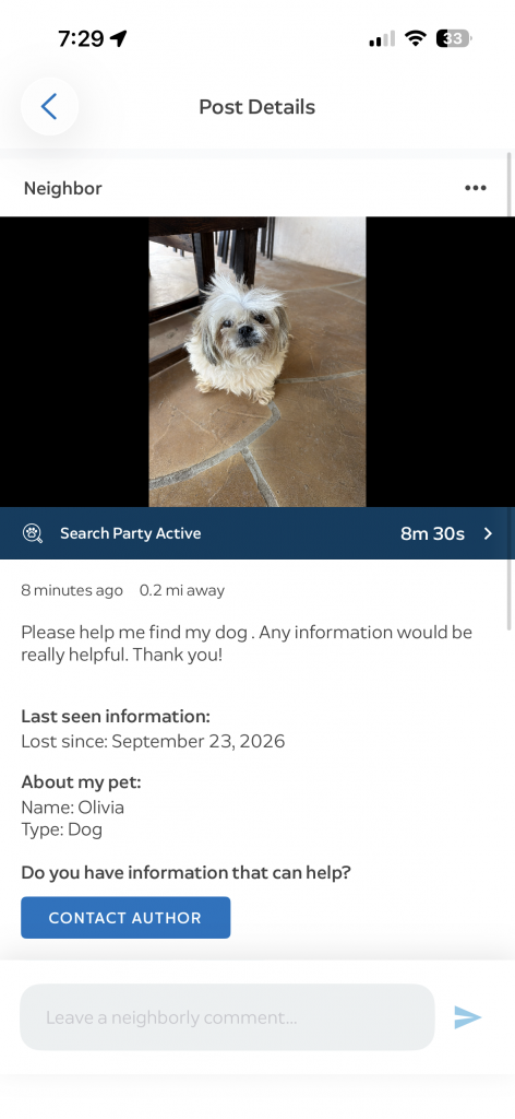 Olivia, lost dog, Shih Tzu